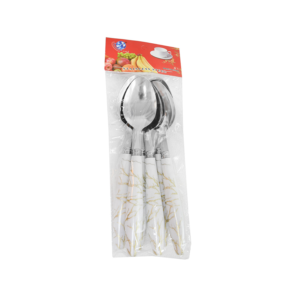 CUCHARA DE POSTRE 6PZ MANGO PLASTICO BLANCO LH3747 - Imagen 4