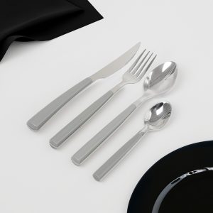 CUBIERTOS 16PZ EN CAJA MANGO GRIS LH-3751