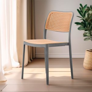 SILLA CLASICA REJILLA BEIGE GRIS LH-4977