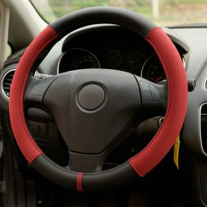 CUBRE VOLANTE NEGRO CON ROJO, MARRON, GRIS LH-4550
