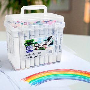 MARCADORES DE COLORES 60 UNID BOX PLASTICO LH-4425