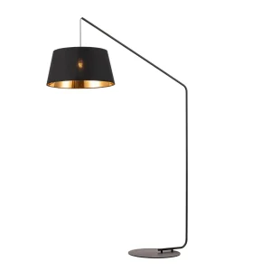 Luminaria de pie pantalla negra interior dorado E27 180cm
